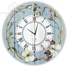 Панно с изображением бабочек Creative Wood Часы Цветы акварель